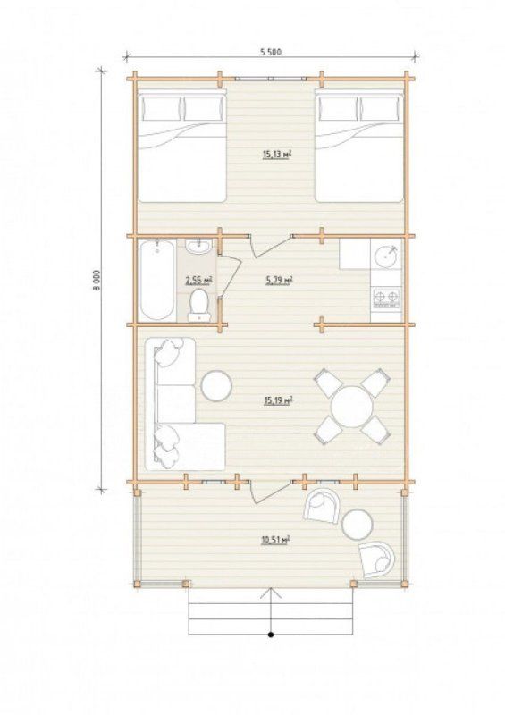 Гостевые дома из мини-бруса ДГ-15
