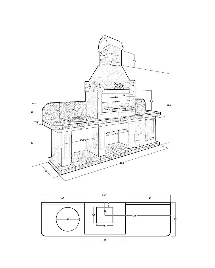 Печь № 21 — Печь барбекю с печью под казан и мойкой