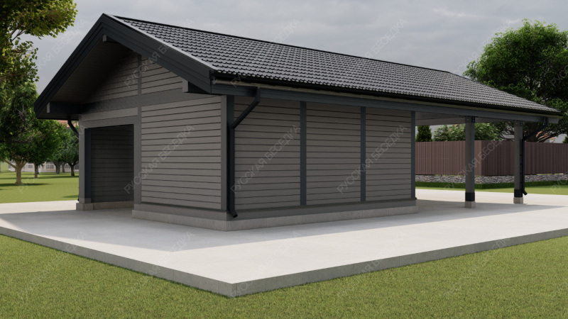 Навес для машин с хозблоком РАФ