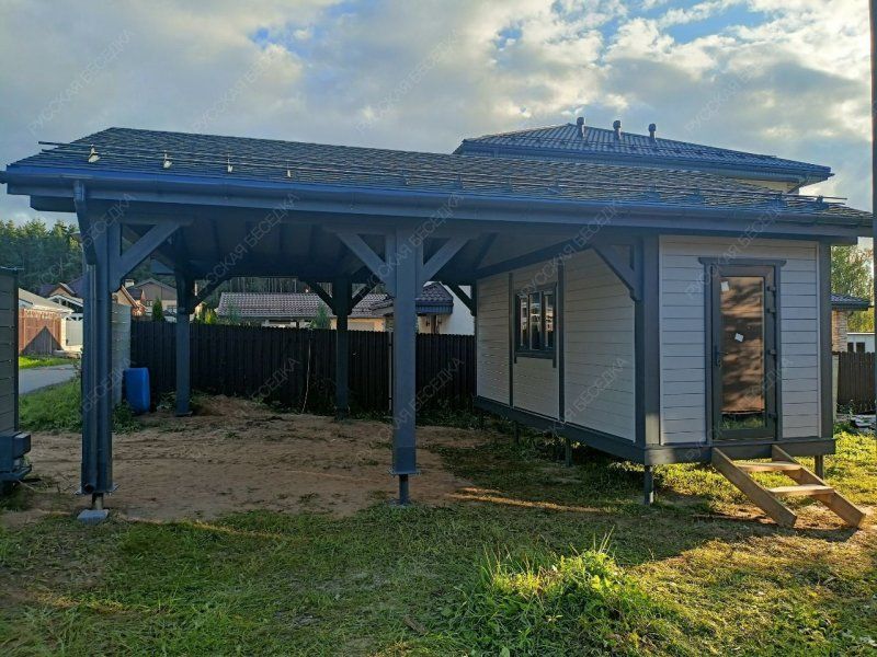 Навес для машин с хозблоком РИМ