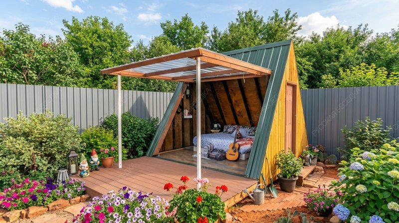 Шалаш с террасой