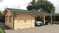 Двухскатный гараж с навесом, въезд сбоку Гаврилково