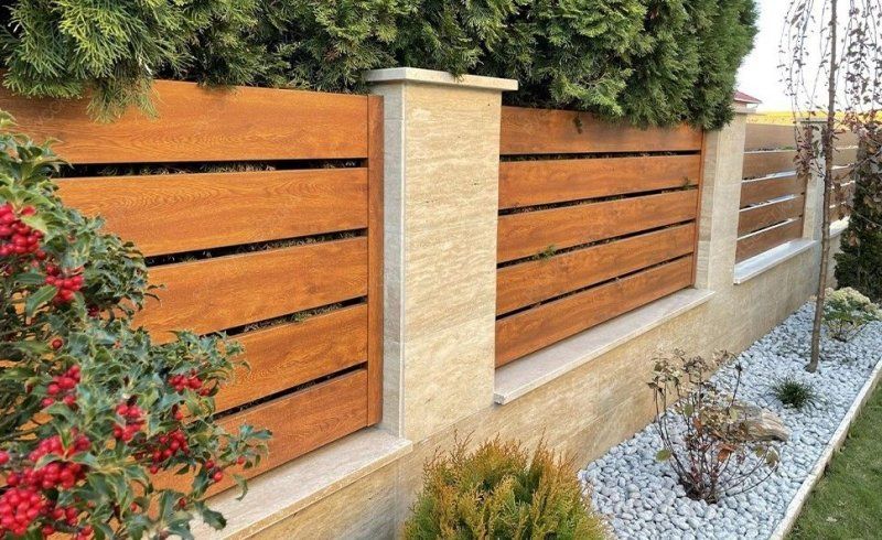 Забор №29 - горизонтальный широкий с боковой планкой